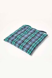 Homescapes Seat Pad Luxury Cotton Green Tartan Indoor Outdoor Garden Cushion, 40cm - thumbnail 1