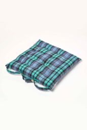 Homescapes Seat Pad Luxury Cotton Green Tartan Indoor Outdoor Garden Cushion, 40cm - thumbnail 2