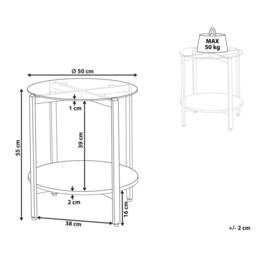 Wyld and Coco 50cm Round Side Table Chromed Metal Tempered Glass Top Light Wood in Silver - thumbnail 4