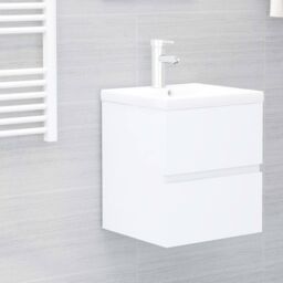 Berkfield Home Sink Cabinet with Built-in Basin White Engineered Wood - thumbnail 1