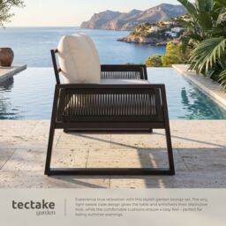 tectake Captive aluminum garden lounge set in rope design in Dark Grey - Size: 2 Seater - thumbnail 4