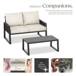 tectake Captive aluminum garden lounge set in rope design in Dark Grey - Size: 2 Seater - thumbnail 3