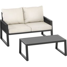 tectake Captive aluminum garden lounge set in rope design in Dark Grey - Size: 2 Seater - thumbnail 1