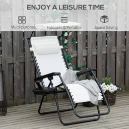STILVORA Sun Lounger Foldable Steel Frame White - thumbnail 3