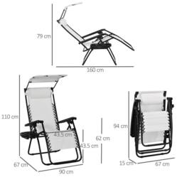 STILVORA Sun Lounger Foldable Steel Frame White - thumbnail 2