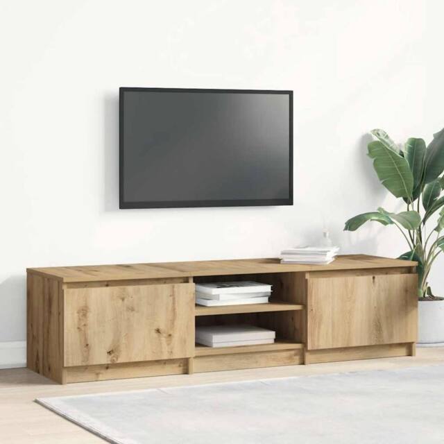 Berkfield Home TV Cabinet Artisan Oak 140x40x36 cm Engineered Wood in Brown - Size: 140 x 40 x 36 cm - image 1