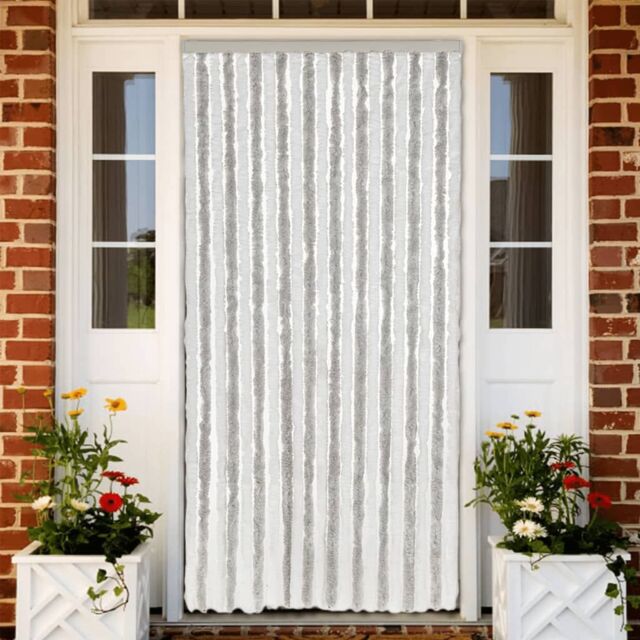 Berkfield Home Fly Curtain Light Grey & White 90x200 cm Chenille - image 1