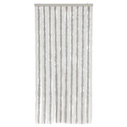 Berkfield Home Fly Curtain Light Grey & White 90x200 cm Chenille - thumbnail 3