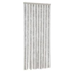 Berkfield Home Fly Curtain Light Grey & White 90x200 cm Chenille - thumbnail 2