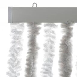Berkfield Home Fly Curtain Light Grey & White 90x200 cm Chenille - thumbnail 4