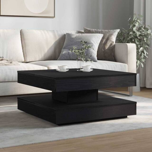Berkfield Home Modern Coffee Table 360-Degree Rotatable Black 70x70x34.5 cm - image 1