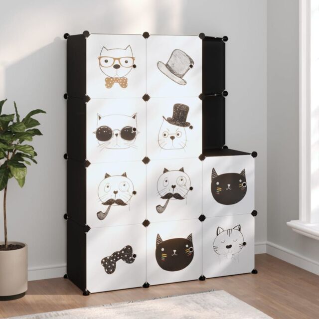 Berkfield Home Cube Storage Cabinet for Kids with 10 Cubes Black PP - image 1