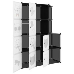 Berkfield Home Cube Storage Cabinet for Kids with 10 Cubes Black PP - thumbnail 6