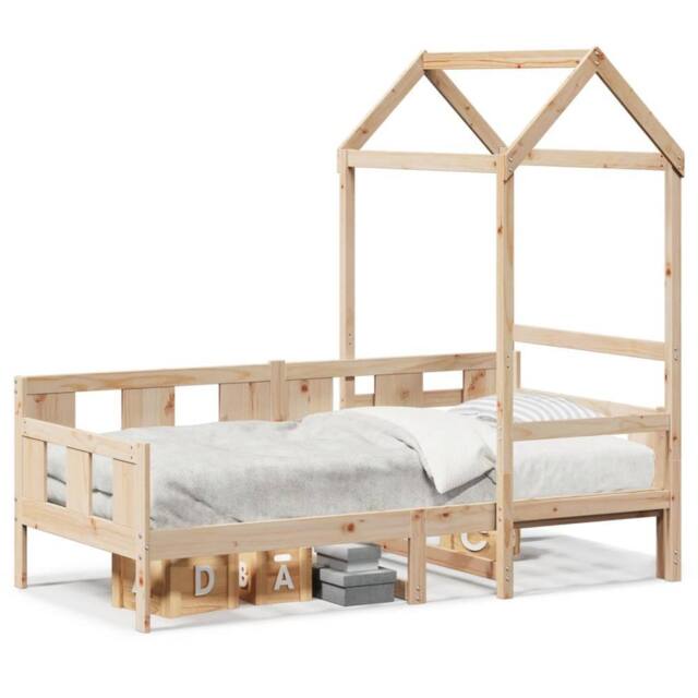 Berkfield Home Day Bed with Roof without Mattress 80x200 cm Solid Wood in Natural - image 1
