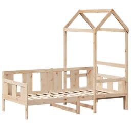 Berkfield Home Day Bed with Roof without Mattress 80x200 cm Solid Wood in Natural - thumbnail 3