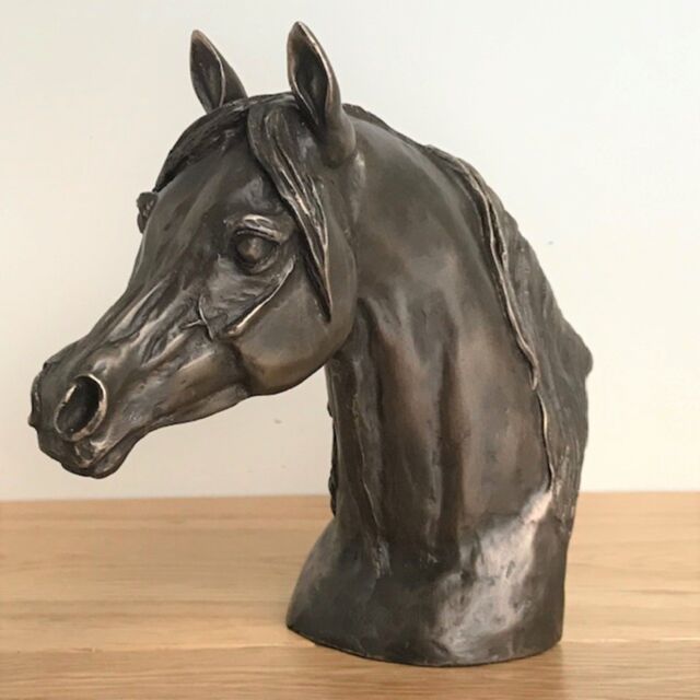 Animal Crackers Arab Horse Head Figurine In Solid Cold Cast Bronze Designed By Harriet Glen, Quality Horse Lover Home Decoration - image 1