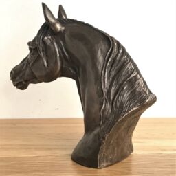 Animal Crackers Arab Horse Head Figurine In Solid Cold Cast Bronze Designed By Harriet Glen, Quality Horse Lover Home Decoration - thumbnail 4