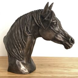Animal Crackers Arab Horse Head Figurine In Solid Cold Cast Bronze Designed By Harriet Glen, Quality Horse Lover Home Decoration - thumbnail 3
