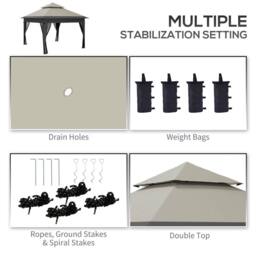 OUTSUNNY 3 x 3(m) Pop Up Gazebo, Instant Shelter with Mosquito Netting in Light Grey - thumbnail 6