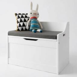 Nöa and Nani Lola Kids Toy Storage Box with Padded Seat Cushion & Soft-Close Lid in White - thumbnail 2
