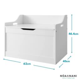 Nöa and Nani Lola Kids Toy Storage Box with Padded Seat Cushion & Soft-Close Lid in White - thumbnail 6
