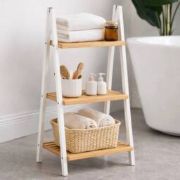 EONLION 3 Tier Bamboo Bathroom Shelf Natural in Brown - thumbnail 1