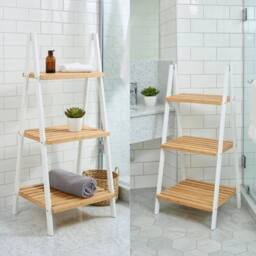 EONLION 3 Tier Bamboo Bathroom Shelf Natural in Brown - thumbnail 4