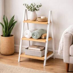 EONLION 3 Tier Bamboo Bathroom Shelf Natural in Brown - thumbnail 3