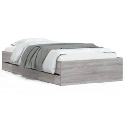 Berkfield Home Bed Frame w/Drawers Frame Grey Sonoma 75x190 cm Small Single - thumbnail 1