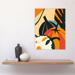 "Artery8 Butternut Squash Pumpkin Abstract Painting Bold Wall Art Print in Orange - Size: W24"" x H32""" - thumbnail 4