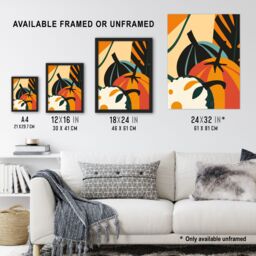 "Artery8 Butternut Squash Pumpkin Abstract Painting Bold Wall Art Print in Orange - Size: W24"" x H32""" - thumbnail 3