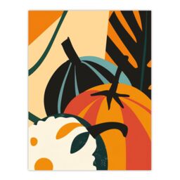 "Artery8 Butternut Squash Pumpkin Abstract Painting Bold Wall Art Print in Orange - Size: W24"" x H32""" - thumbnail 1