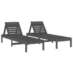 Berkfield Home Sun Loungers 2 pcs Grey 199.5x60x74 cm Solid Wood Pine - thumbnail 2