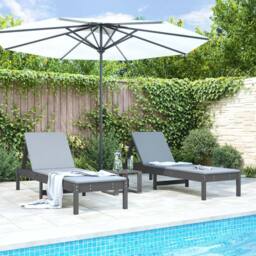 Berkfield Home Sun Loungers 2 pcs Grey 199.5x60x74 cm Solid Wood Pine