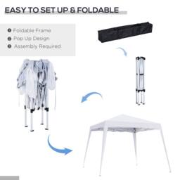 OUTSUNNY Garden Pop up Gazebo Tent Party Water-resistant 2.5 x 2.5M in White - thumbnail 4