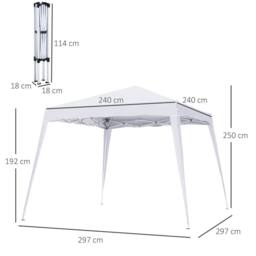 OUTSUNNY Garden Pop up Gazebo Tent Party Water-resistant 2.5 x 2.5M in White - thumbnail 3