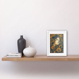 "Artery8 Wall Art Print Loving Spring Floral Boho Duotone Artwork Framed 9X7 Inch in White - Size: W7"" x H9""" - thumbnail 2