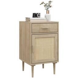 Wyld Haus Basose Natural Wood Effect Rattan Bedside Table Drawer & Door - thumbnail 2