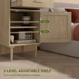 Wyld Haus Basose Natural Wood Effect Rattan Bedside Table Drawer & Door - thumbnail 6