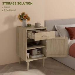 Wyld Haus Basose Natural Wood Effect Rattan Bedside Table Drawer & Door - thumbnail 5