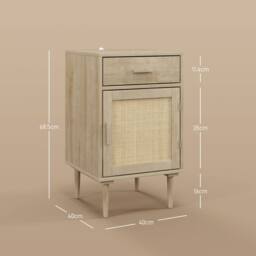 Wyld Haus Basose Natural Wood Effect Rattan Bedside Table Drawer & Door - thumbnail 3