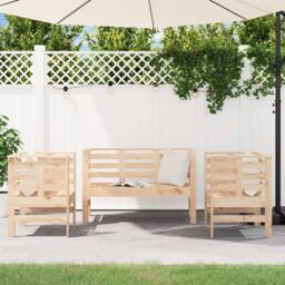 Berkfield Home Beautiful 3 Piece Garden Lounge Set Solid Wood Pine in Light Tan - thumbnail 1