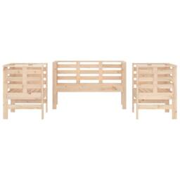 Berkfield Home Beautiful 3 Piece Garden Lounge Set Solid Wood Pine in Light Tan - thumbnail 4