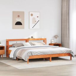 Berkfield Home Bed Frame without Mattress Wax Brown 180x200 cm Super King Solid Wood Pine - thumbnail 1