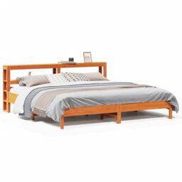 Berkfield Home Bed Frame without Mattress Wax Brown 180x200 cm Super King Solid Wood Pine - thumbnail 2