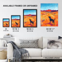 "Artery8 Black Labrador in Countryside Landscape Dog Lover Wall Art Print in Orange - Size: W18"" x H24""" - thumbnail 3
