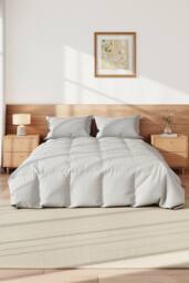 Living and Home 200cm L x 150cm W Spring and Autumn Down Alternative Duvet Coverless Microfibre Quilted Single Duvet, Grey - Size: 200 cm L x 150 cm W