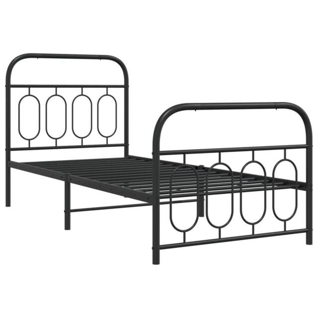 Berkfield Home Metal Bed Frame without Mattress with Footboard Black 80x200cm - Size: 80x200 cm - image 1
