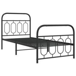 Berkfield Home Metal Bed Frame without Mattress with Footboard Black 80x200cm - Size: 80x200 cm - thumbnail 1
