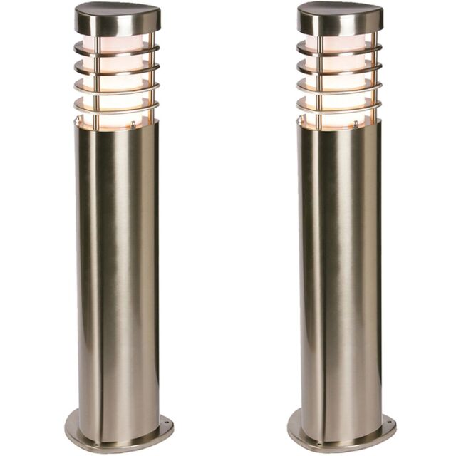 Loops 2 PACK Modern Outdoor Stainless Steel Post Light - 10.5W E27 LED - 500mm Height in Metallics - image 1